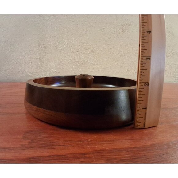 Mid Century Modern Nut Bowl and Cracker Walnut Wood Vintage Holiday USA - Picture 7 of 7